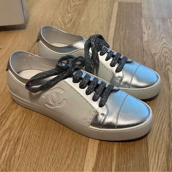 Chanel Silver Women's Sneakers - Picture 2 of 7